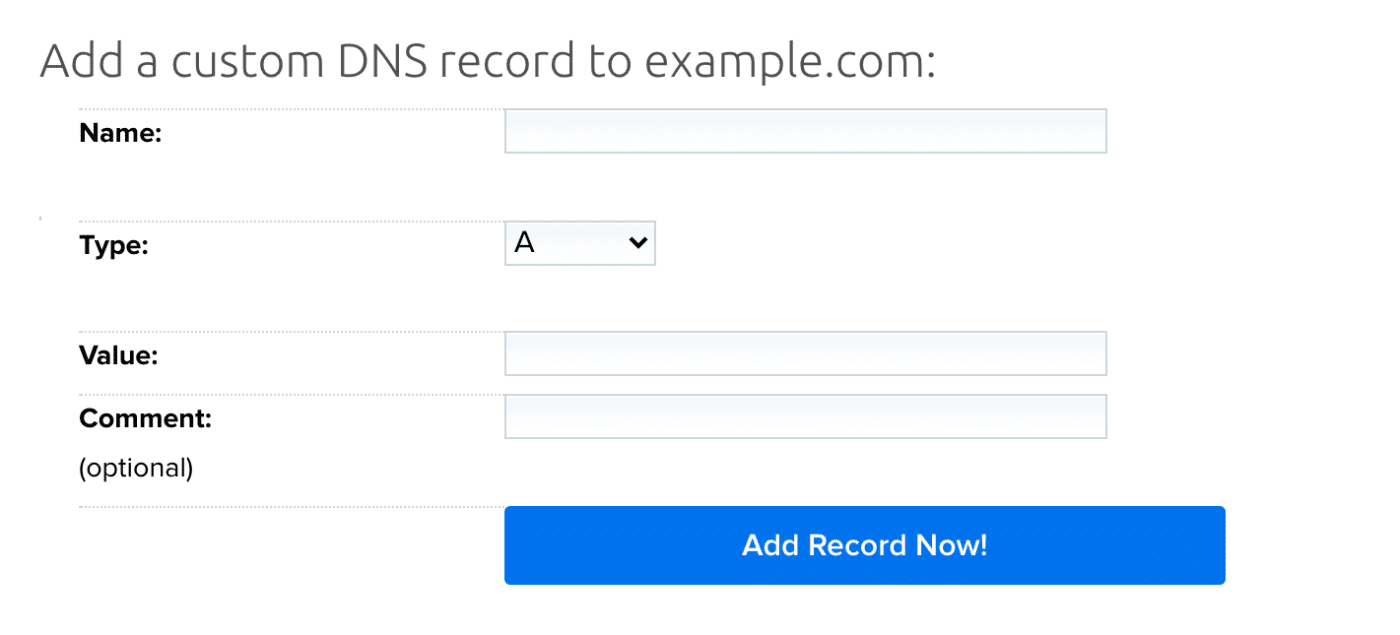 add DNS record form