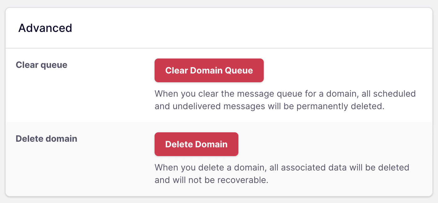 Advanced domain settings