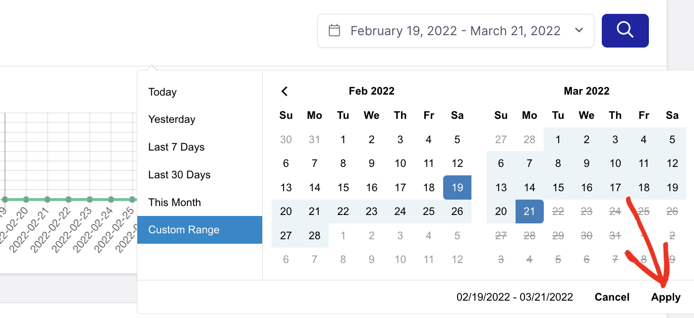 Applying analytics date filter