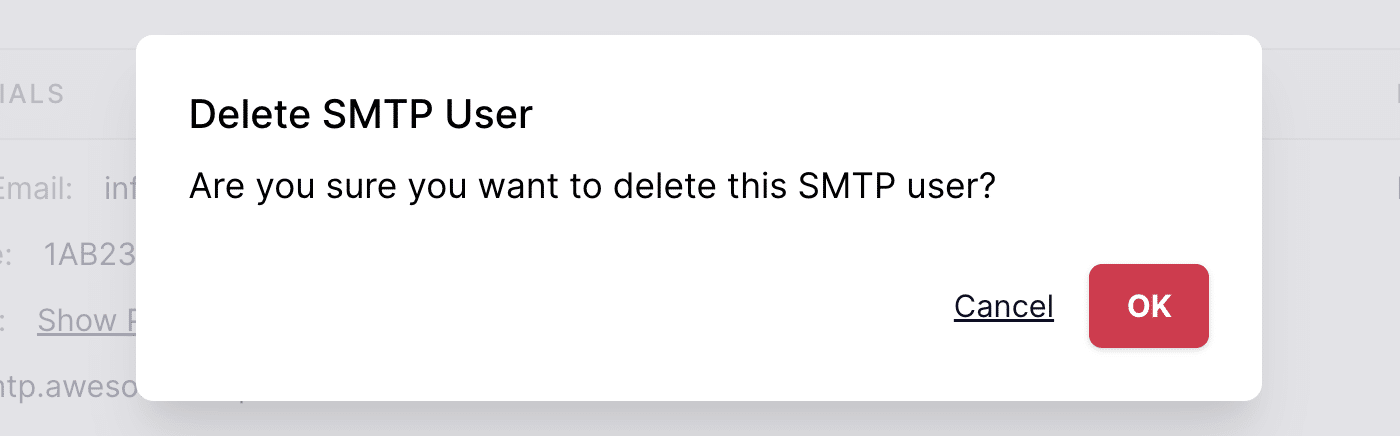Deleting an SMTP user