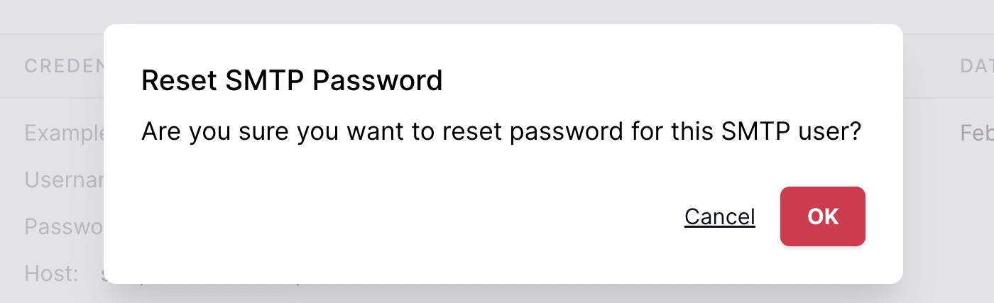 Confirming you want to reset your SMTP password