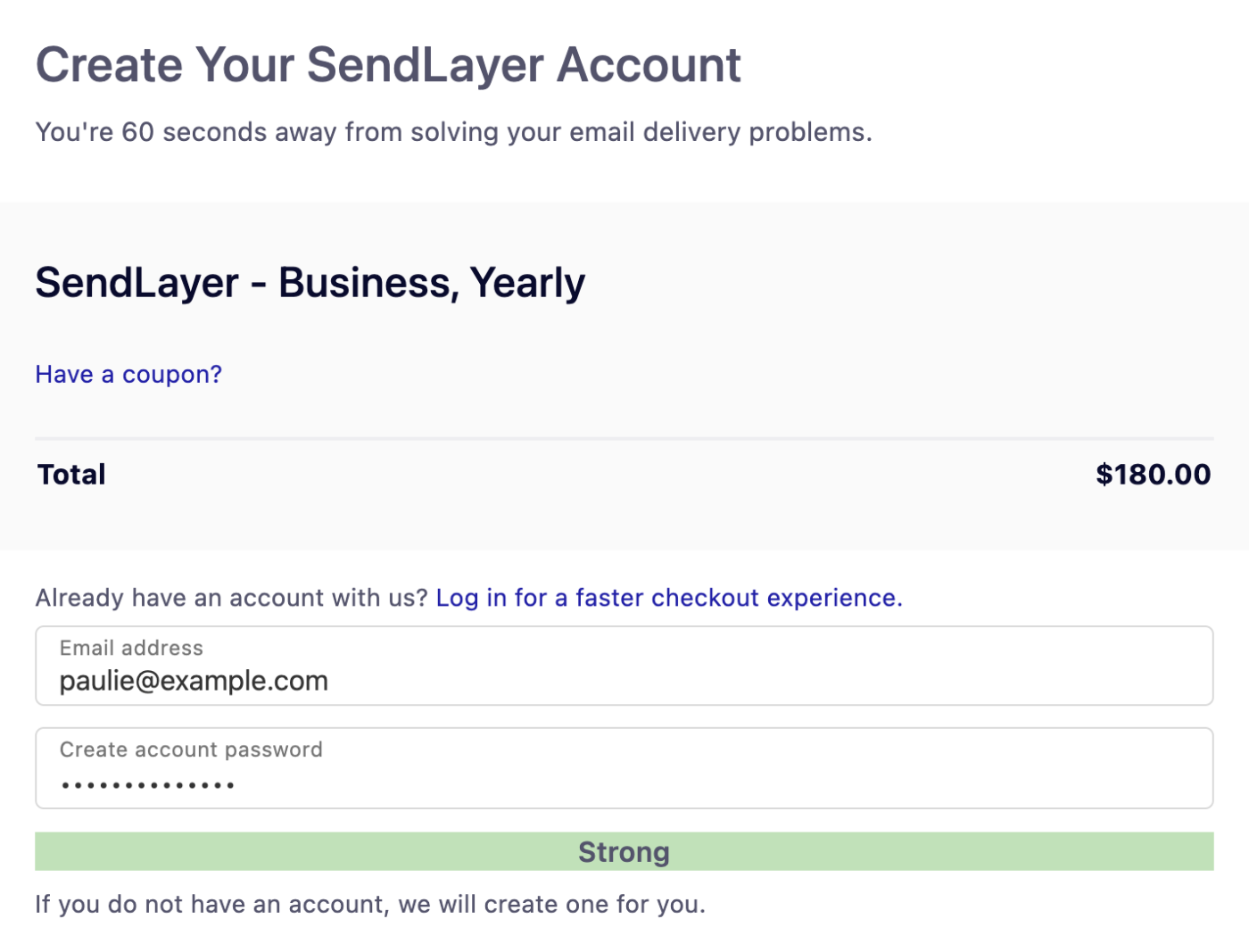 Creating SendLayer account