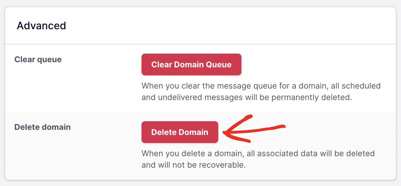 Deleting a domain from your SendLayer account