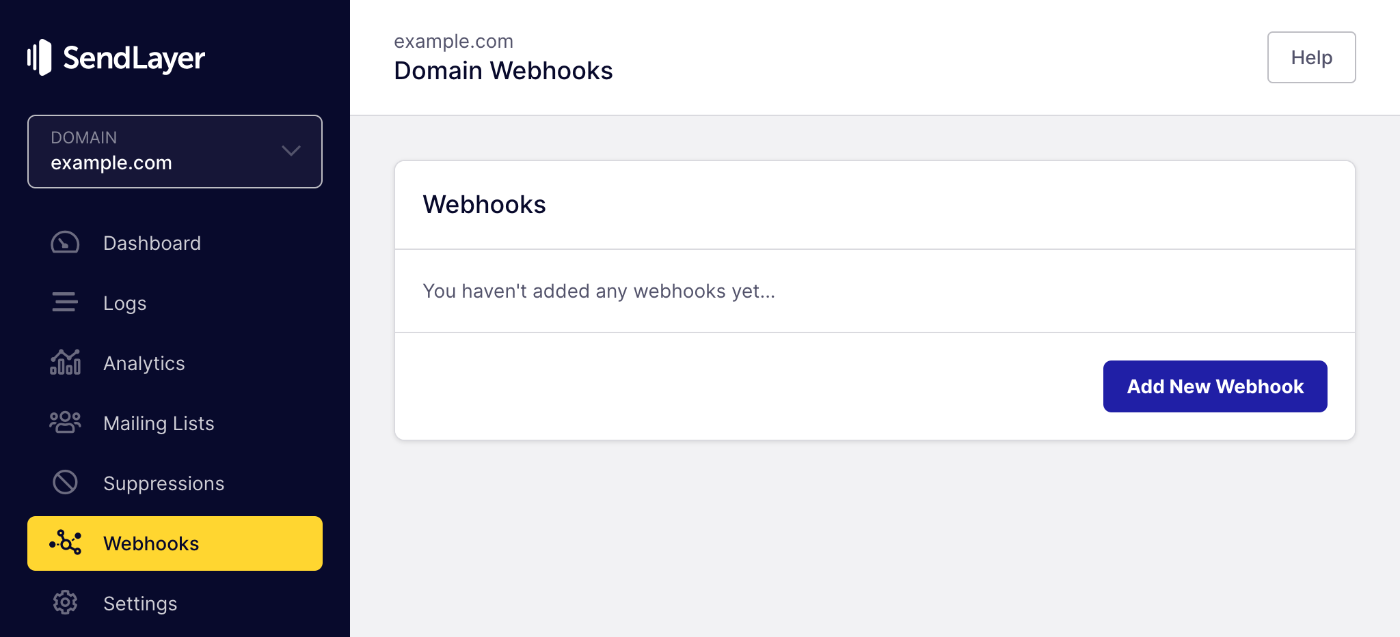 domain webhooks page view
