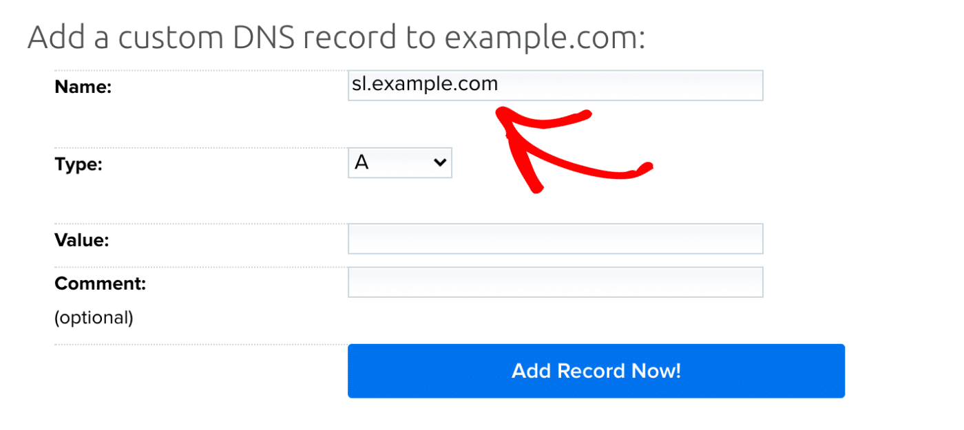 add dns name to field
