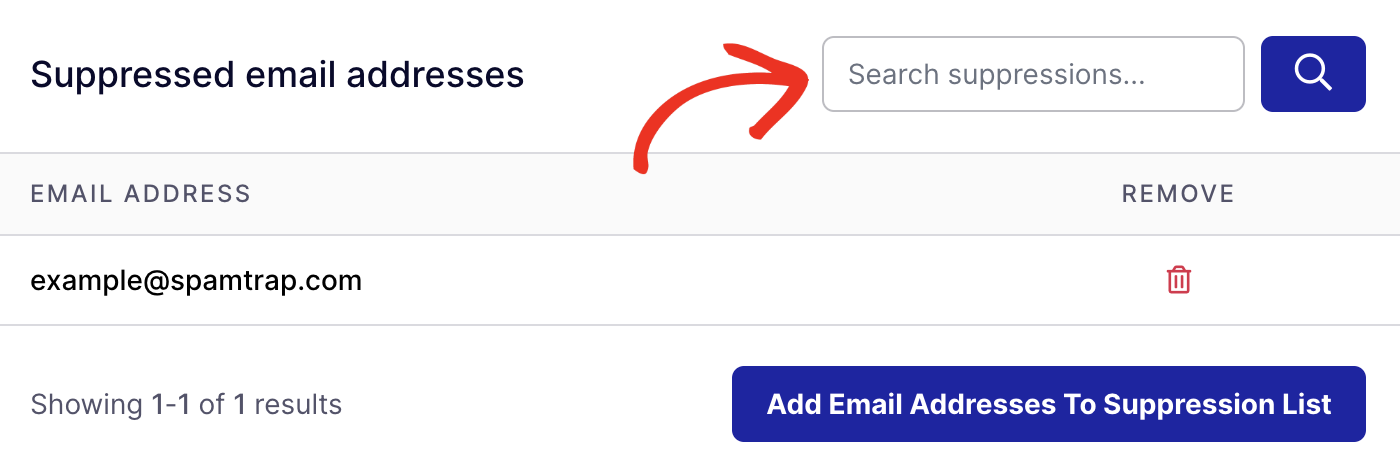 Searching your suppression list