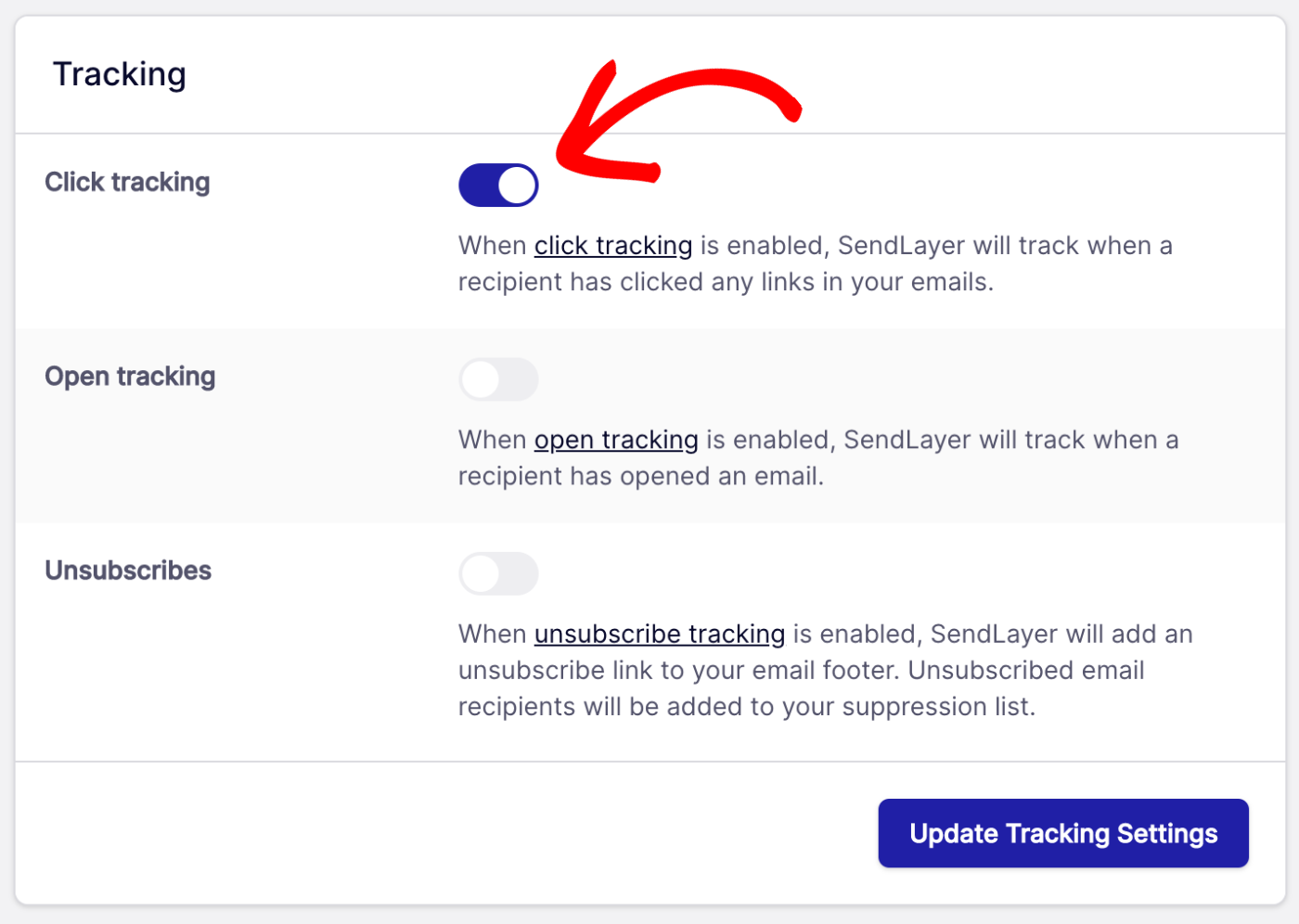 toggle on click tracking