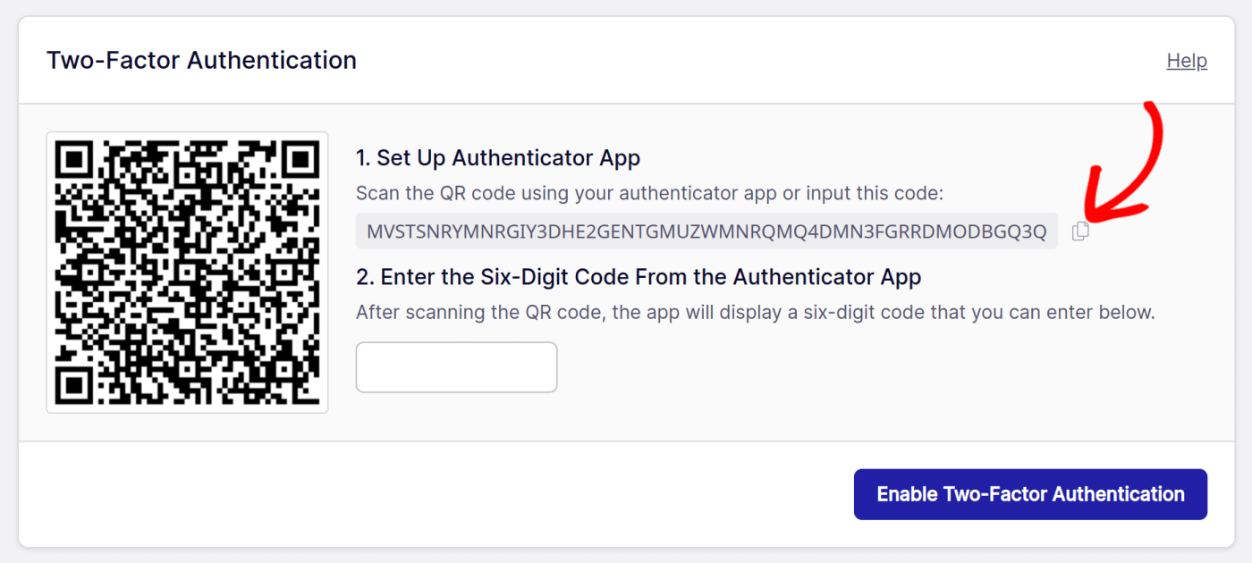 manually add authentication code