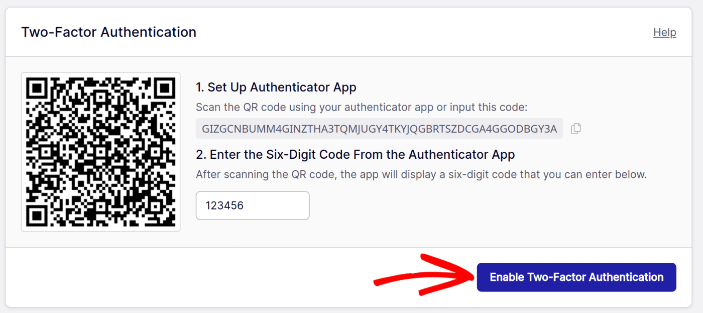 Enable Two-Factor Authentication button