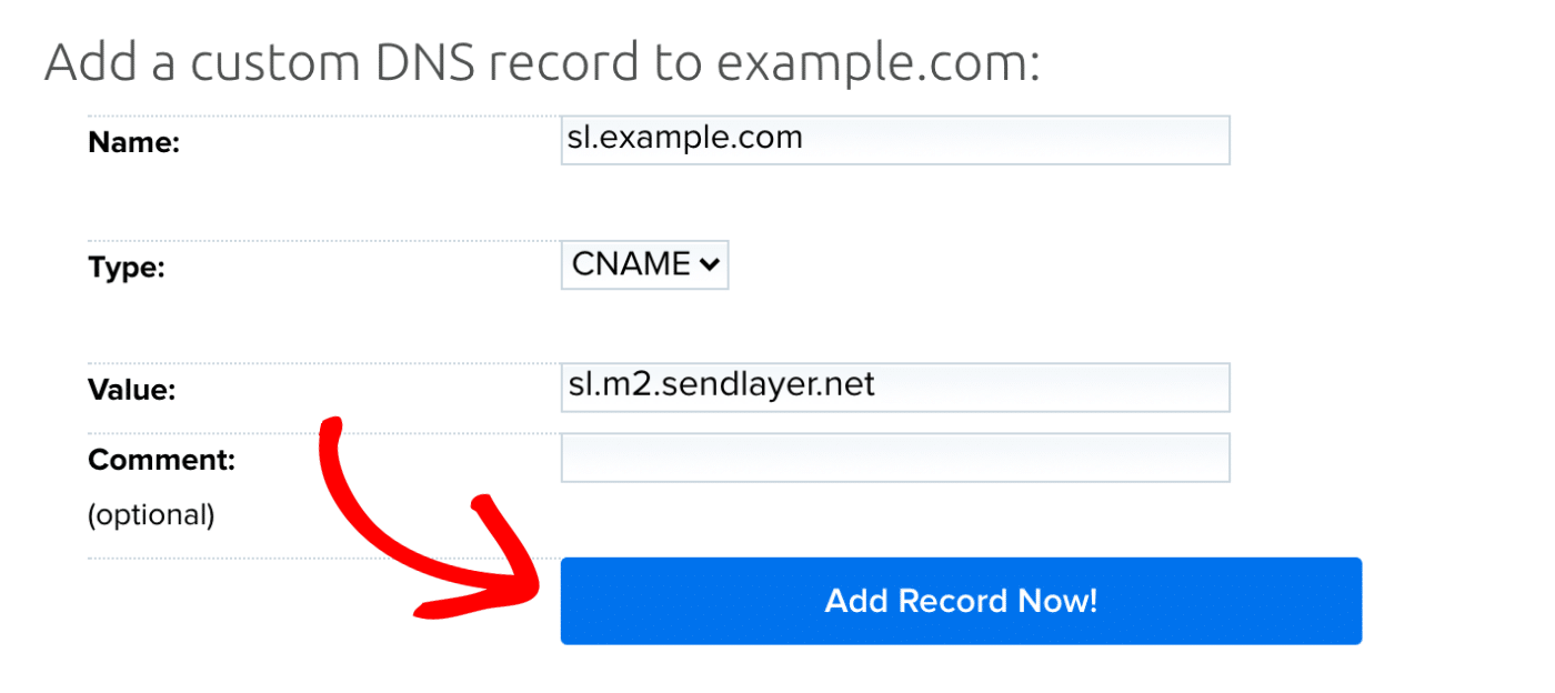 click add dns record button