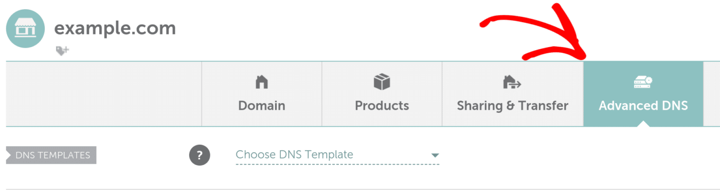 Click on the Namecheap Advanced DNS tab.