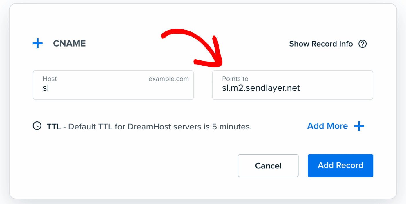 paste dns value in points to field