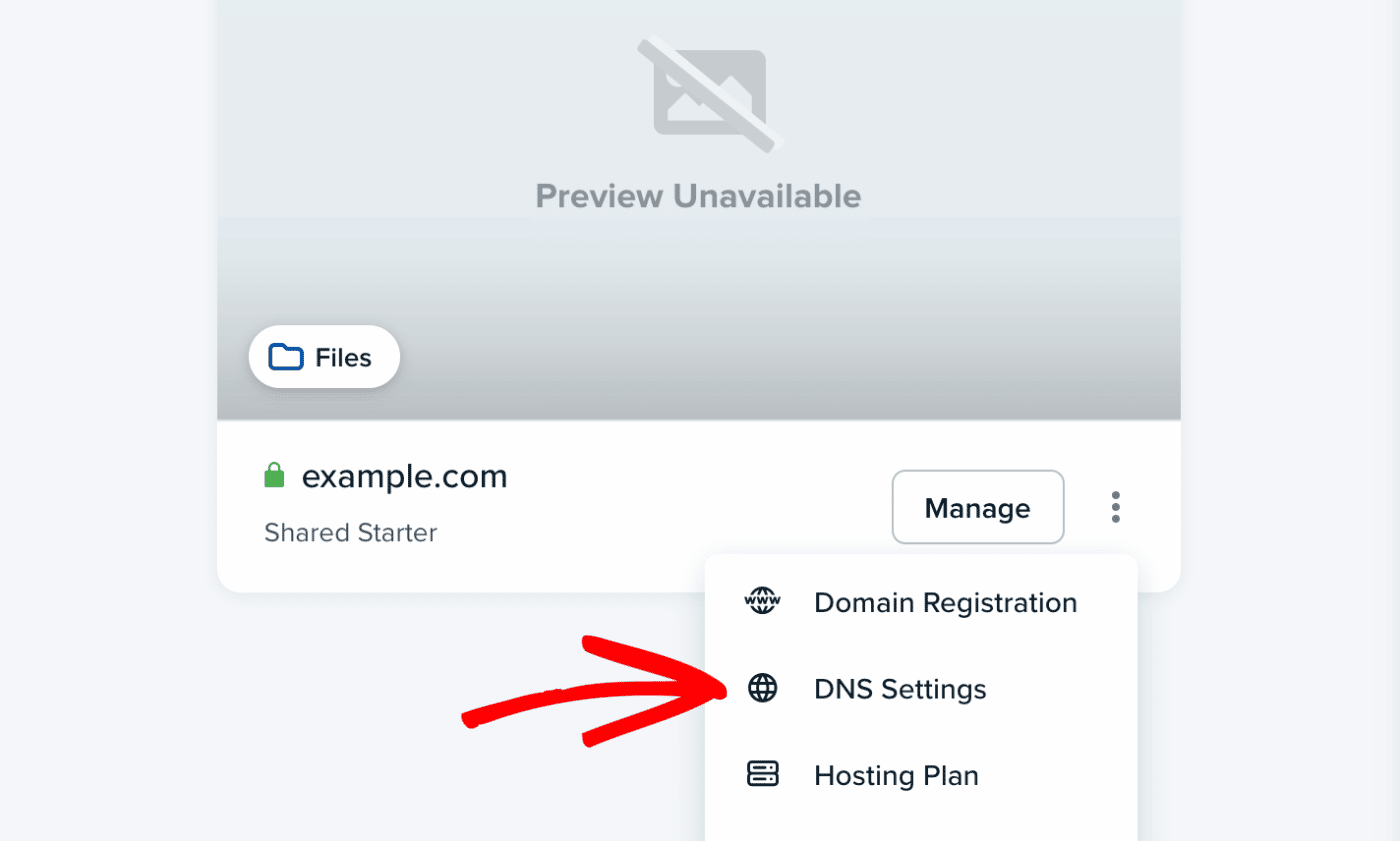 click dns settings menu option