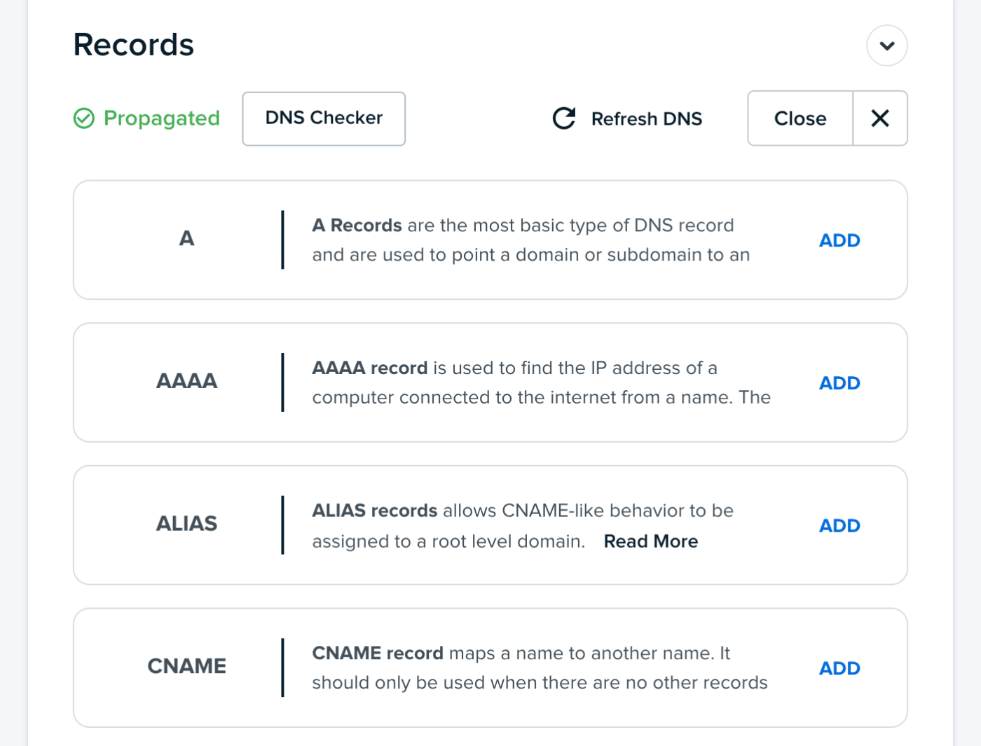 dns record types in records table