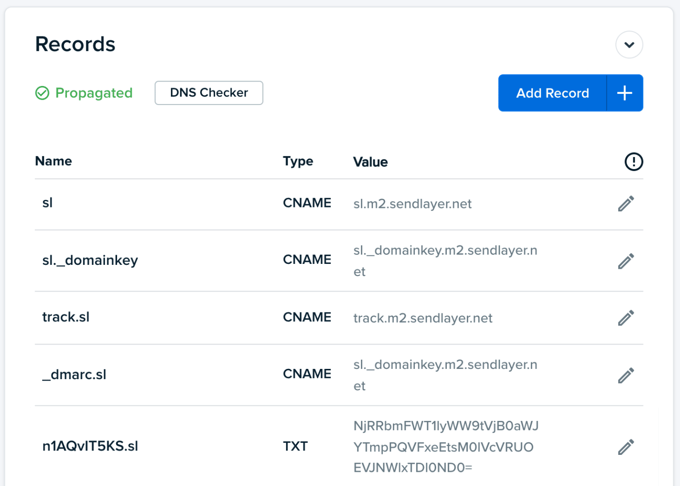sendlayer dns records added to dreamhost