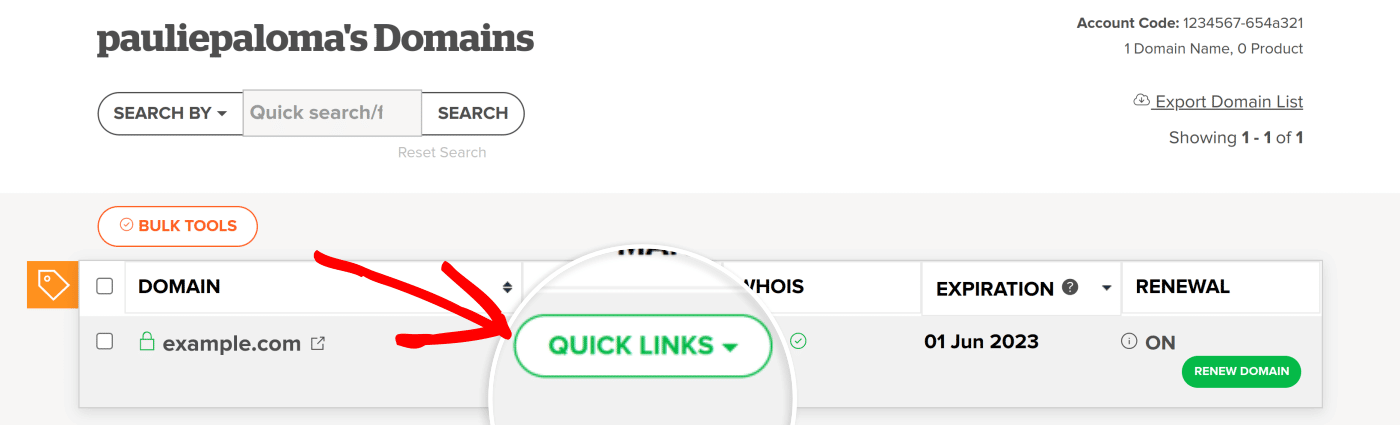 Select QUICK LINKS