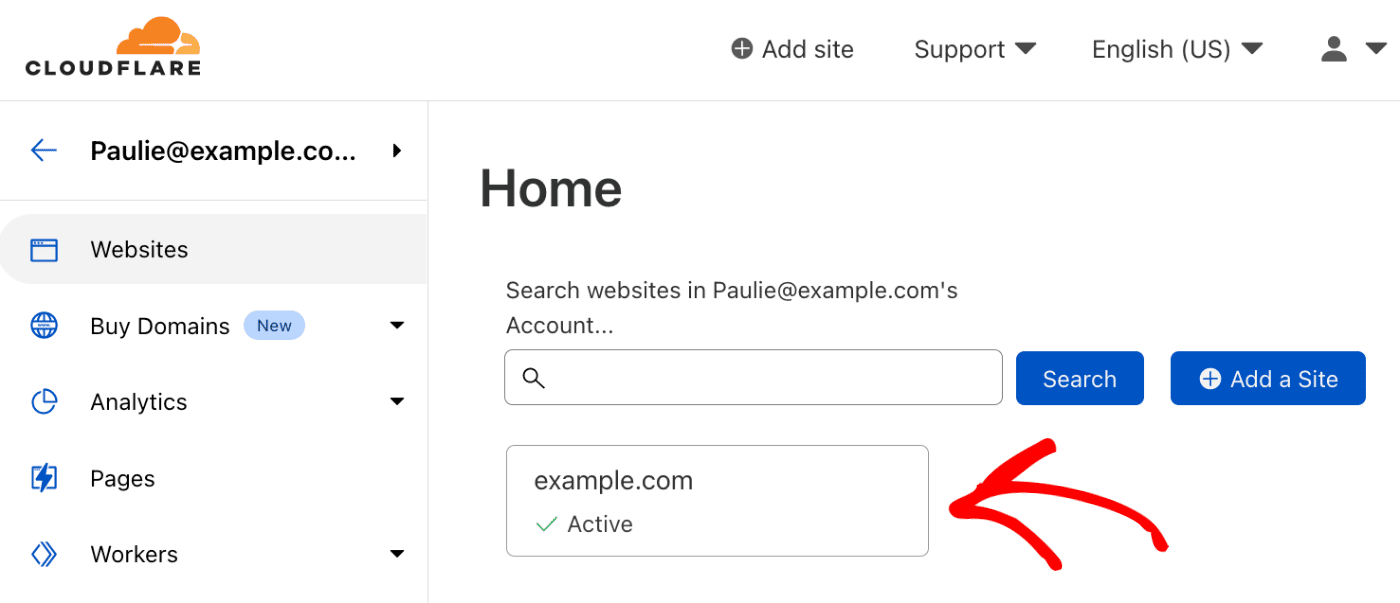 select your domain in cloudflare