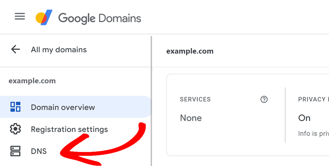 DNS settings in Google Domains