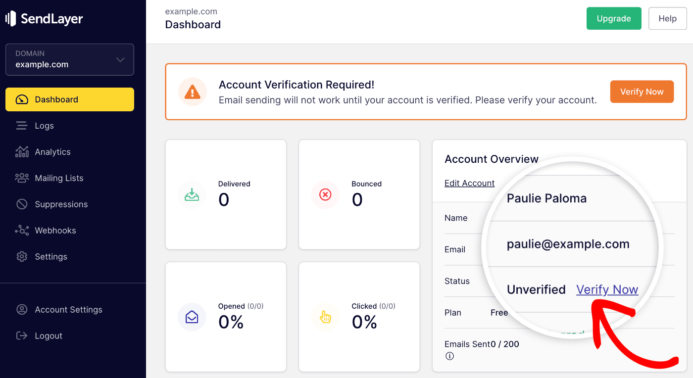Account Overview section