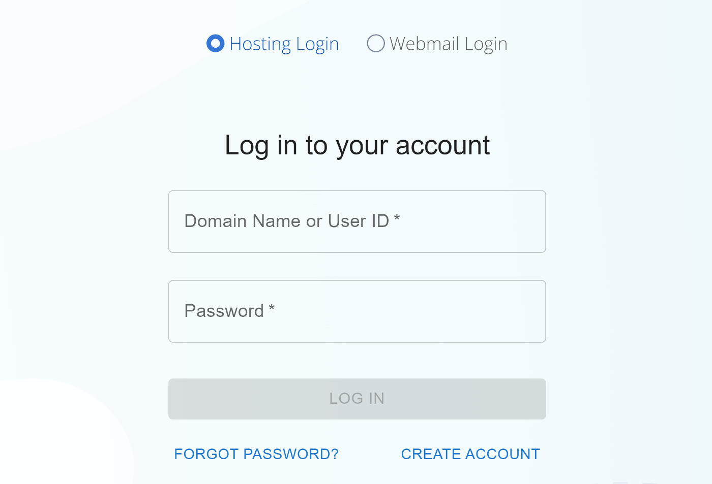 Log in to Bluehost account