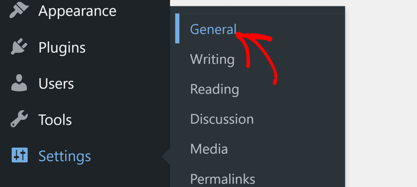 WordPress site settings
