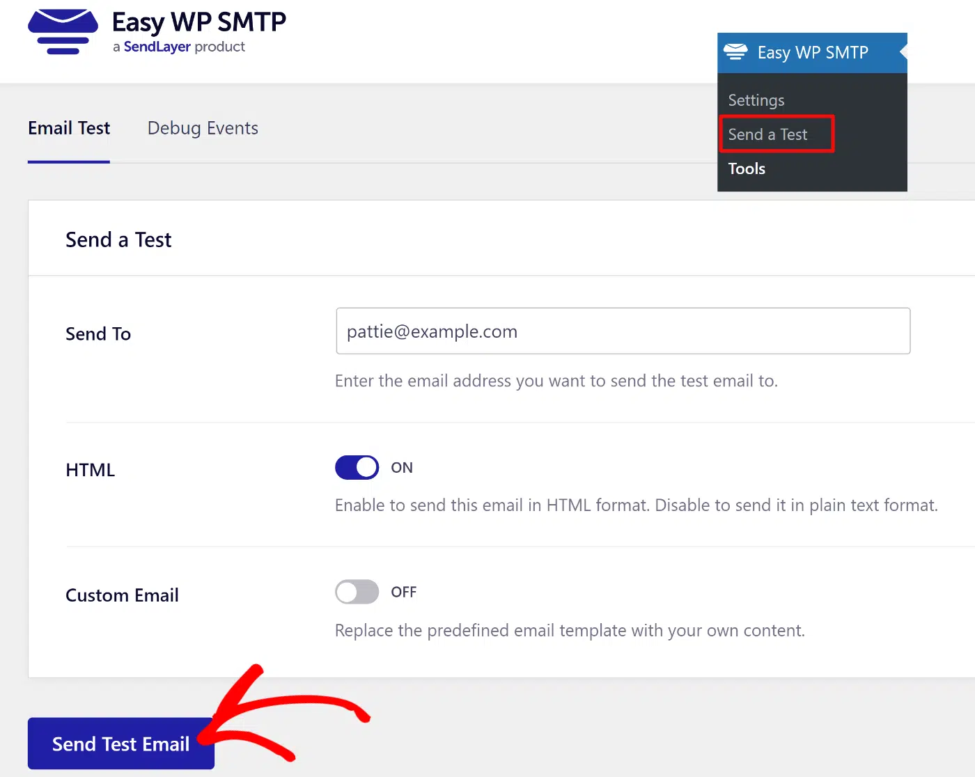 Send test email
