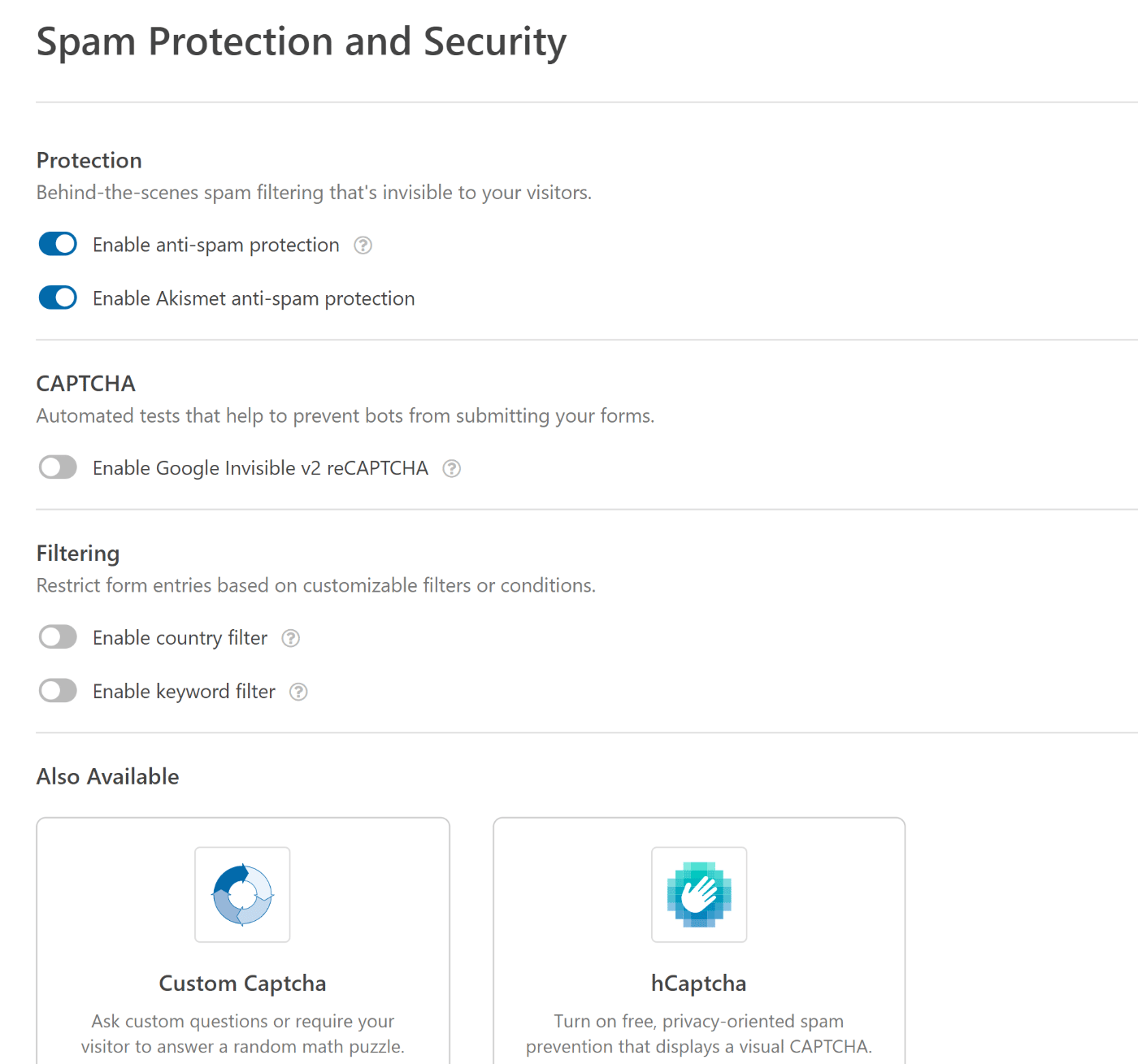 Accessing WPForms spam settings