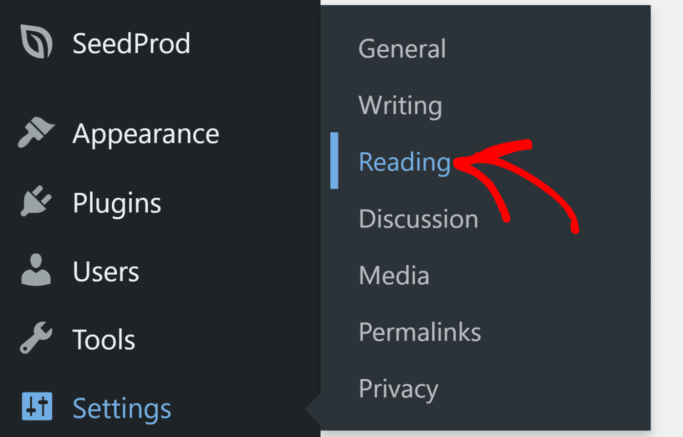 WordPress reading settings