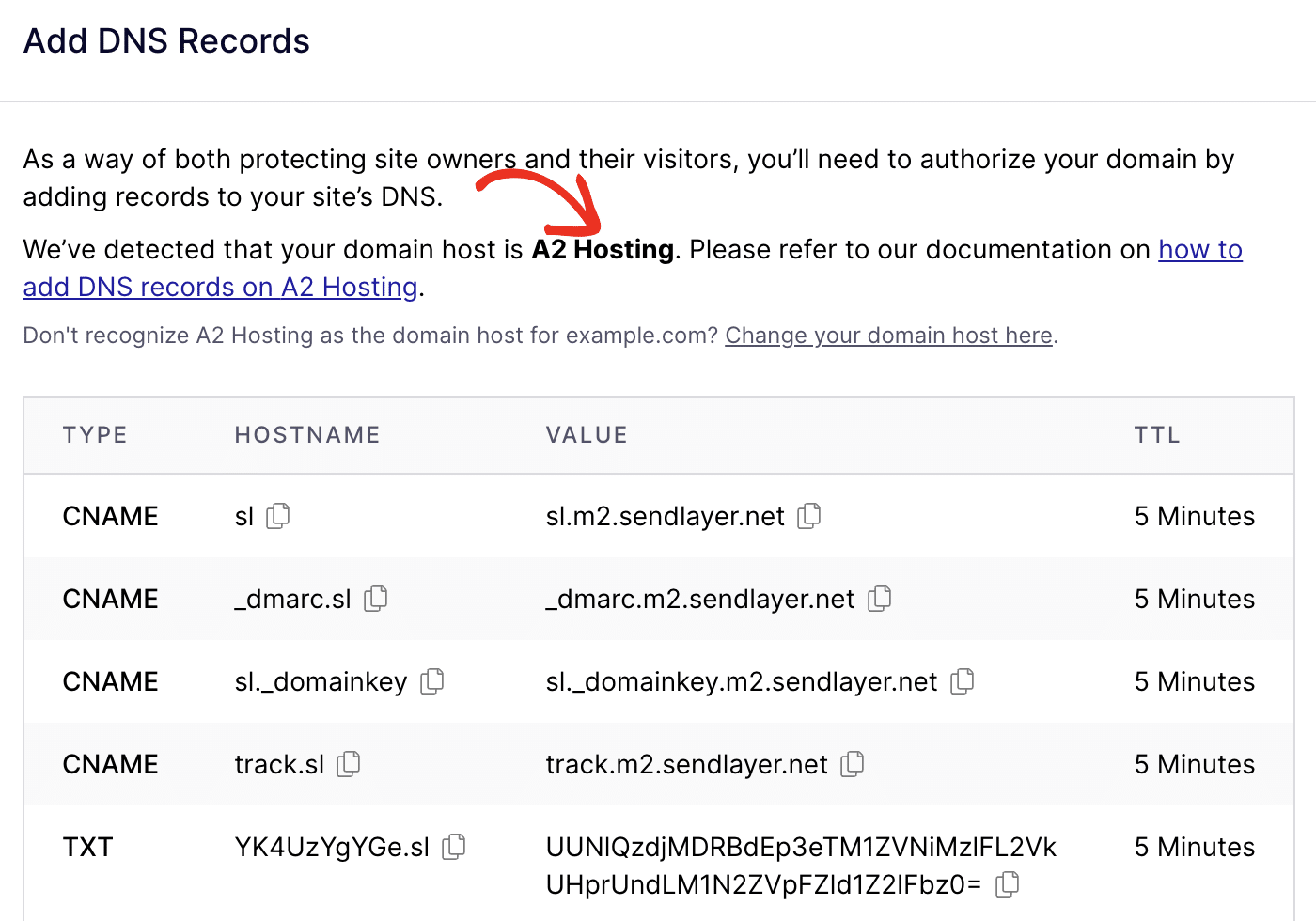 A2 hosting dns records