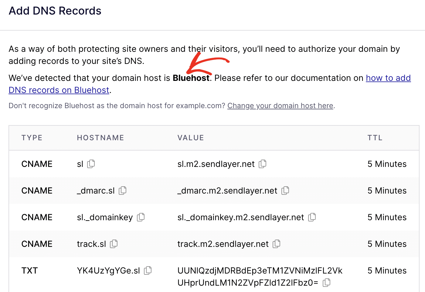 Bluehost dns records