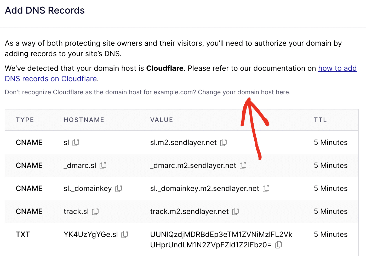 Change domain host