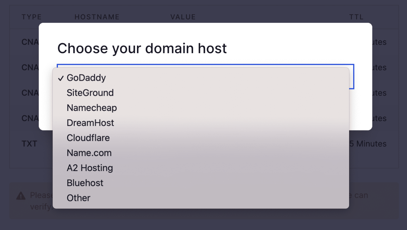 Choose your domain host