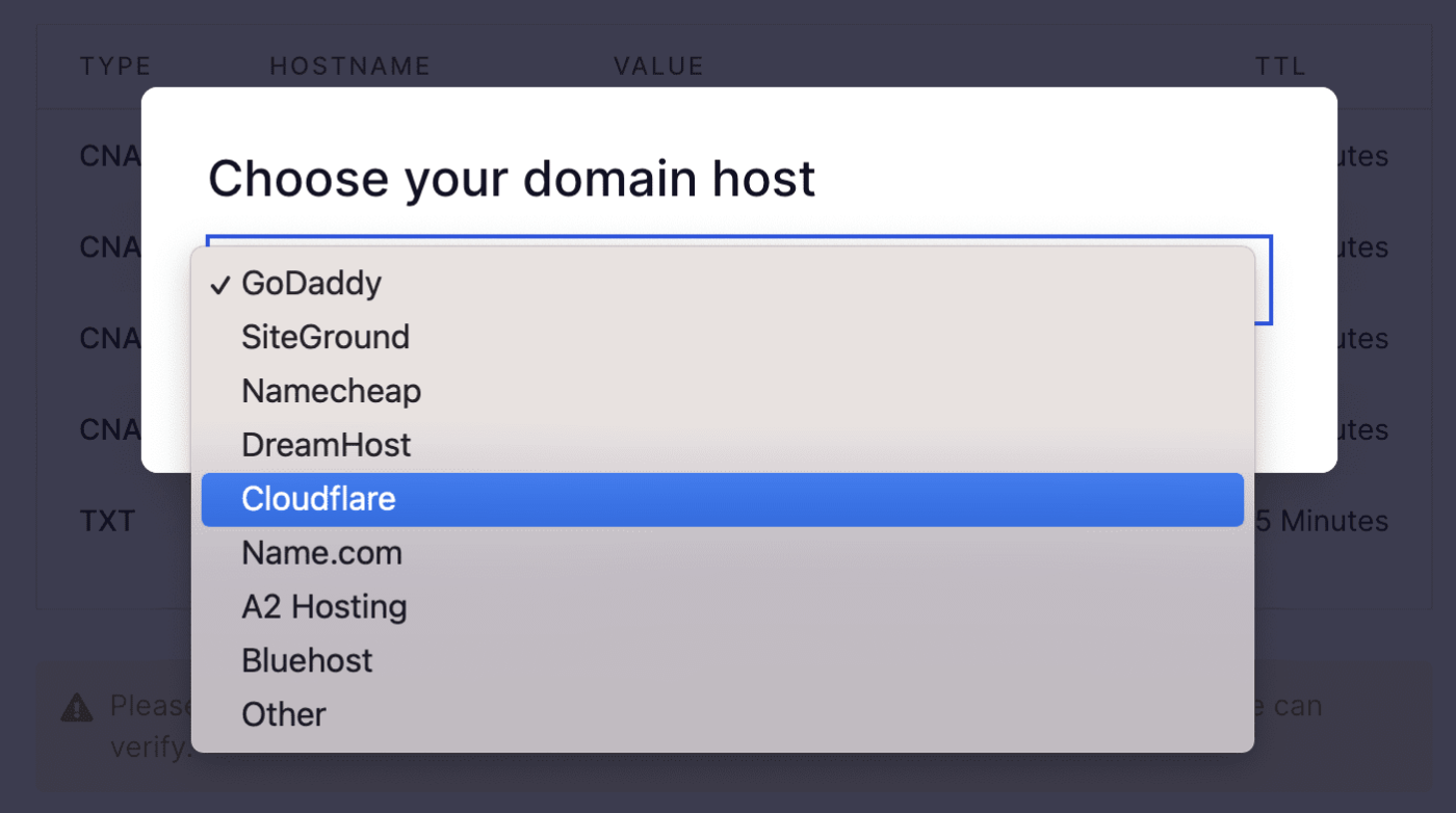 Choose domain host