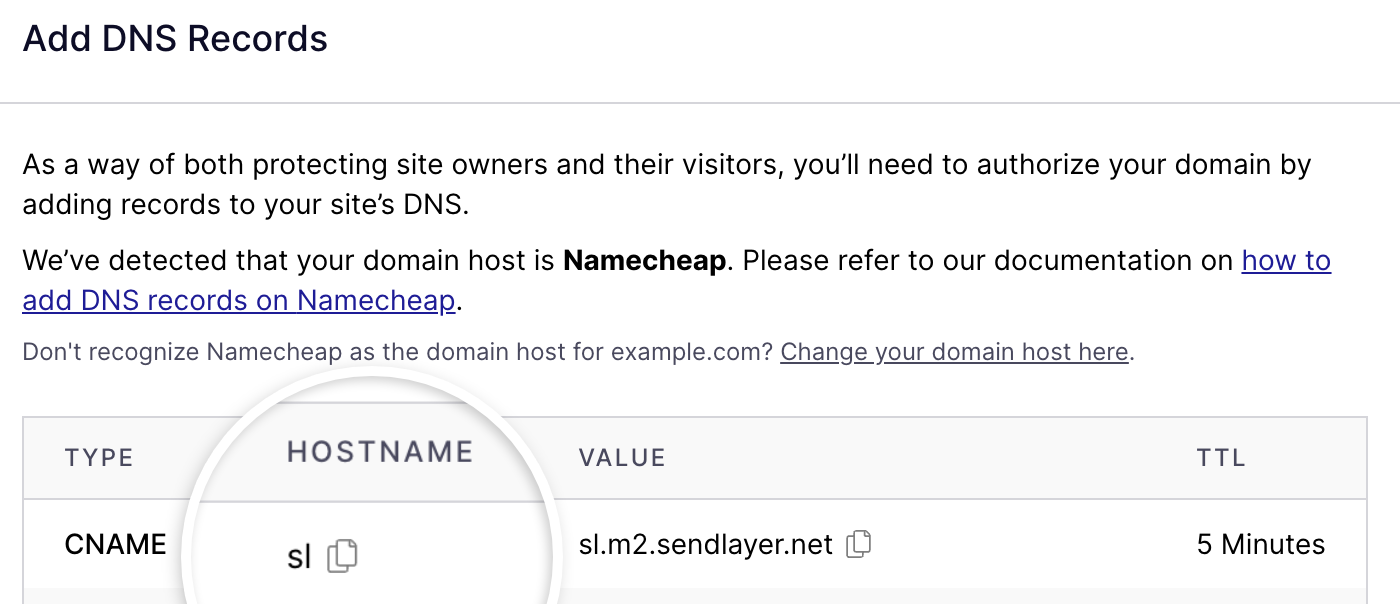 Namecheap domain hostname