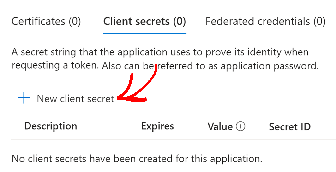 Click on new client secret