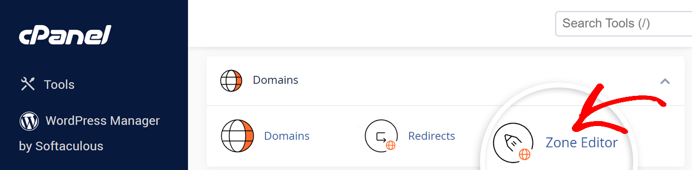 Click Zone Editor in cPanel