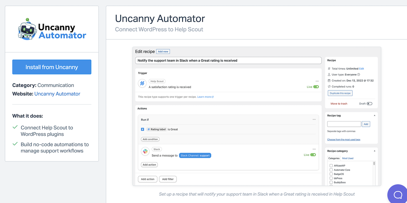 Install Uncanny Automator on Help Scout