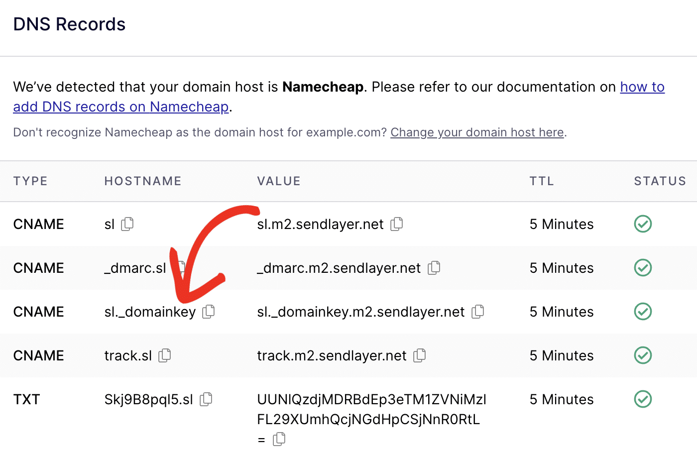 DKIM record in SendLayer