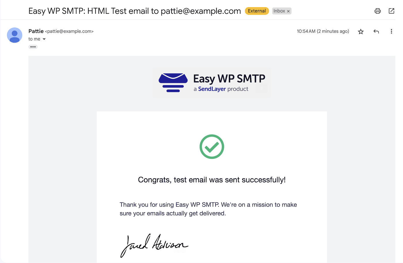 Easy WP SMTP Test Email