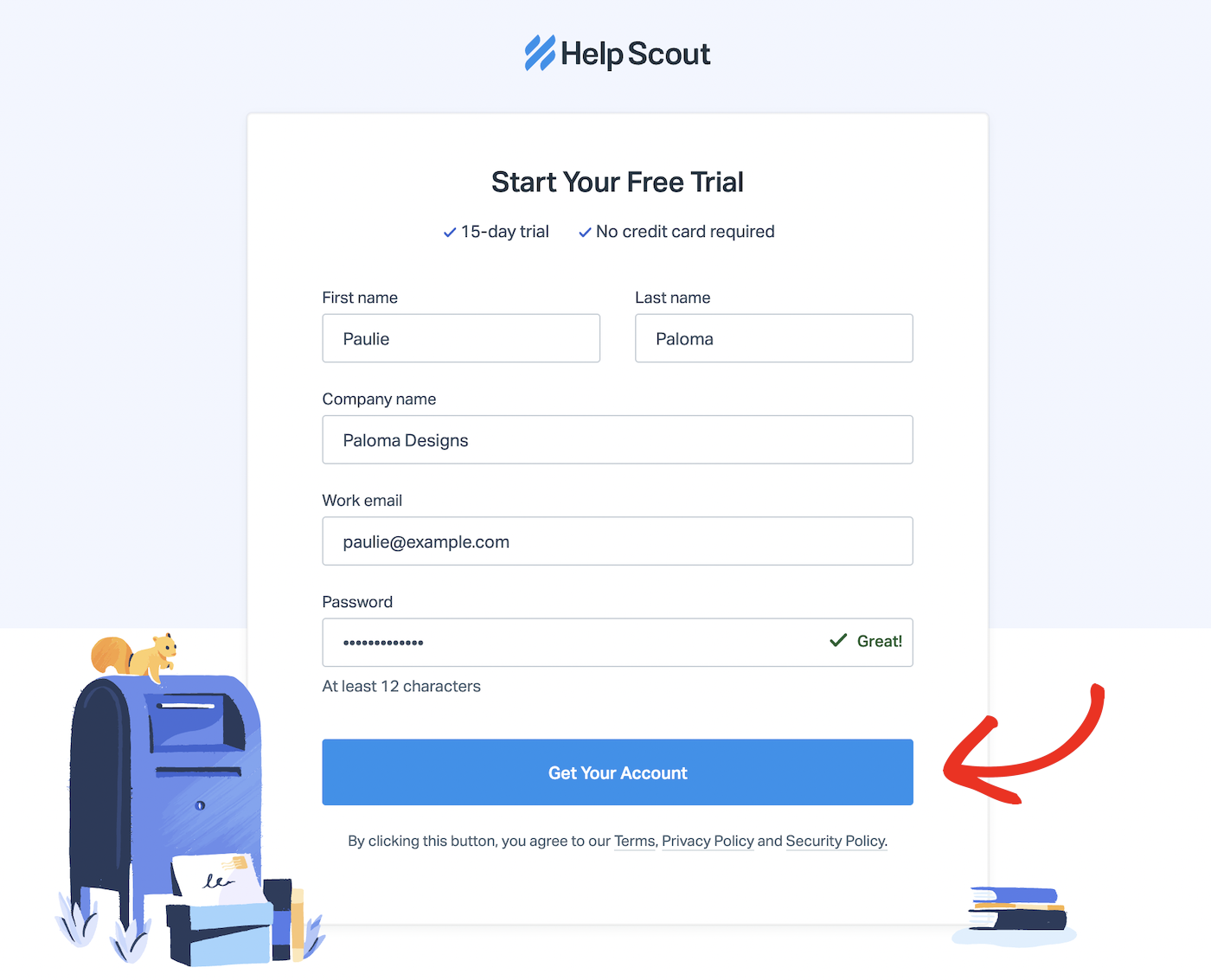 Help Scout start free trial