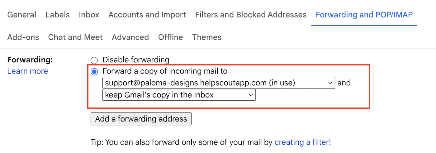 Gmail forward a copy of incoming email
