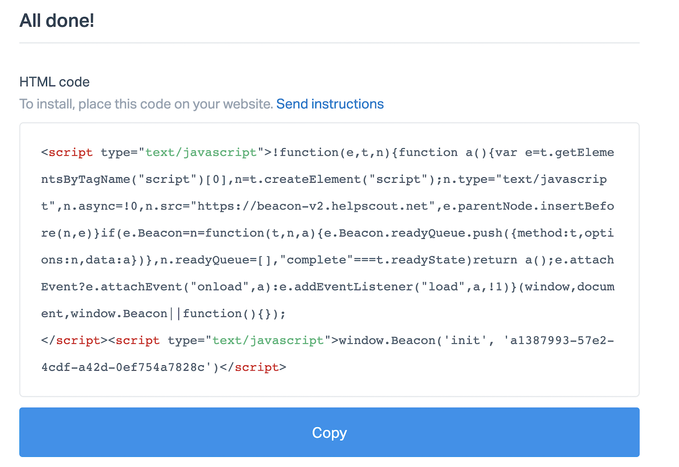 Beacon code snippet
