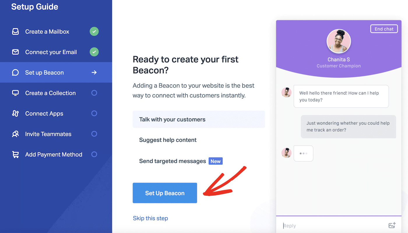 Create Beacon chat widget in Help Scout