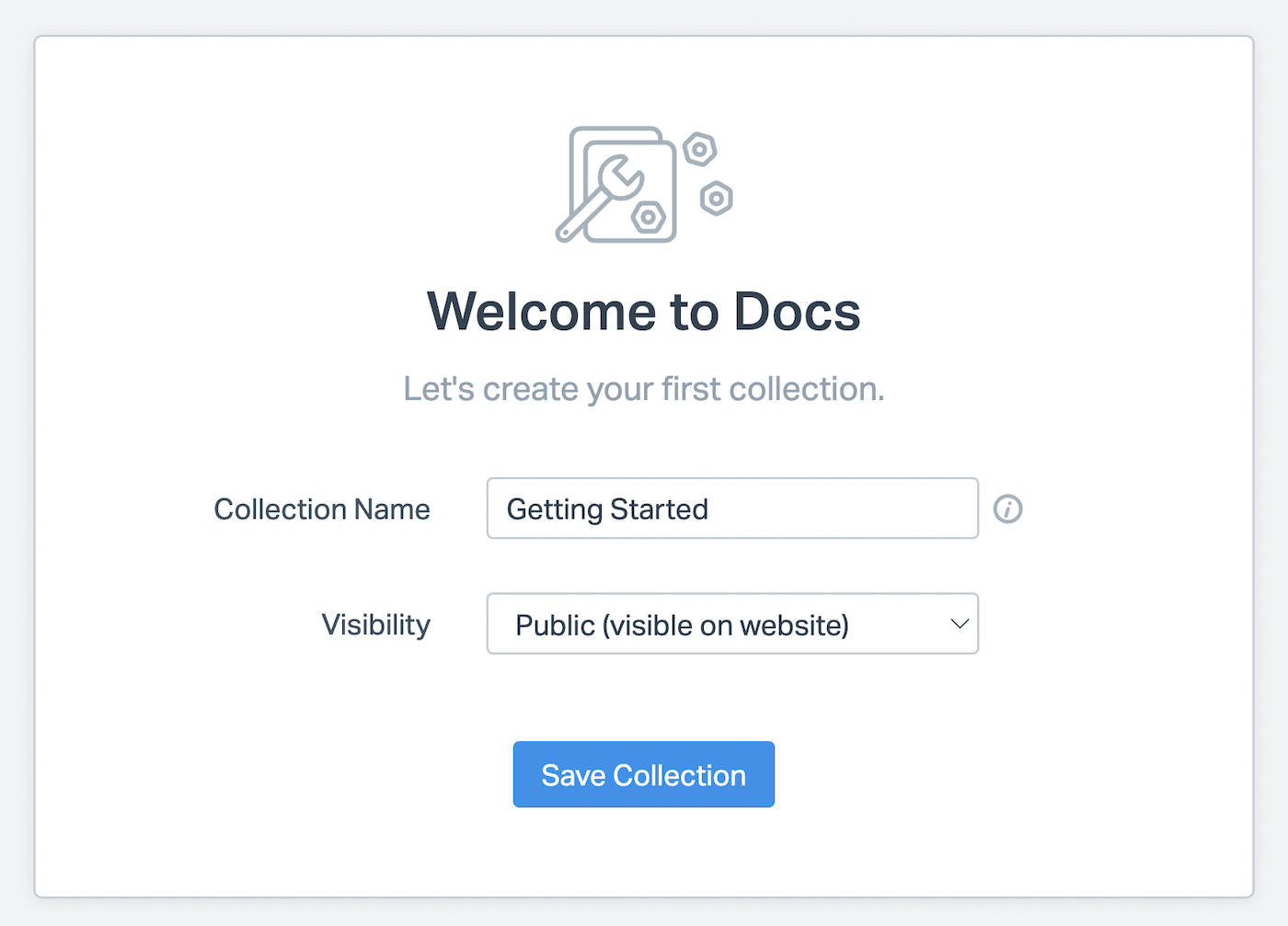 Create first Docs collection