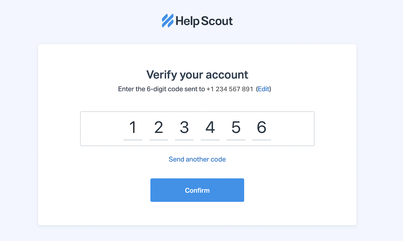 Help Scout SMS verification