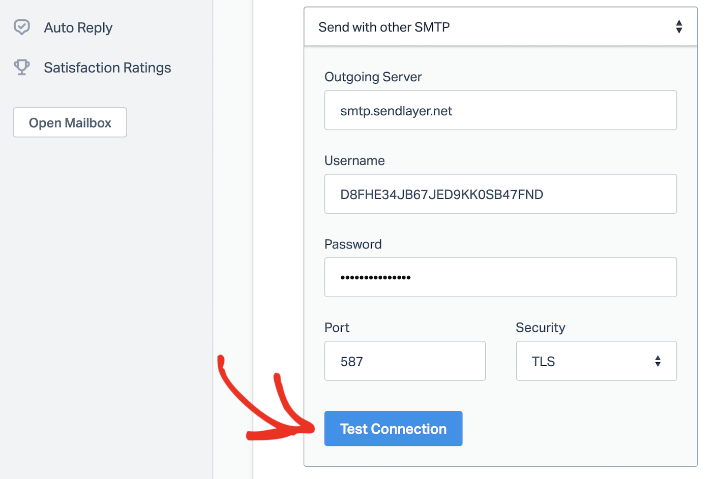 Test SMTP connection