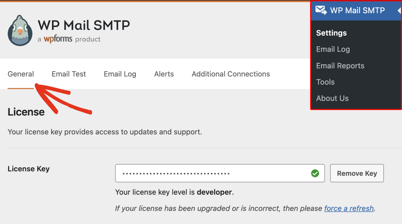 WP Mail SMTP settings page
