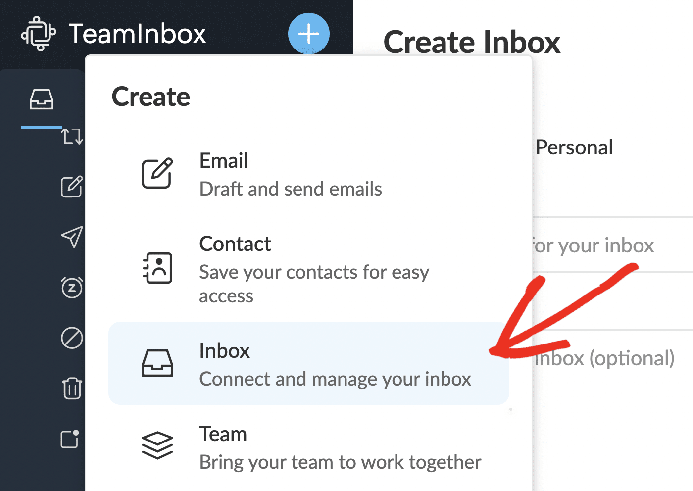 Create Inbox in Zoho TeamInbox