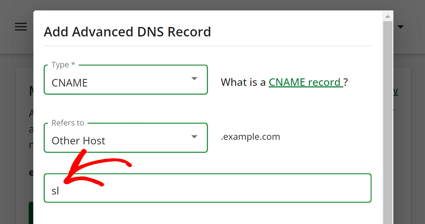 Paste hostname from SendLayer