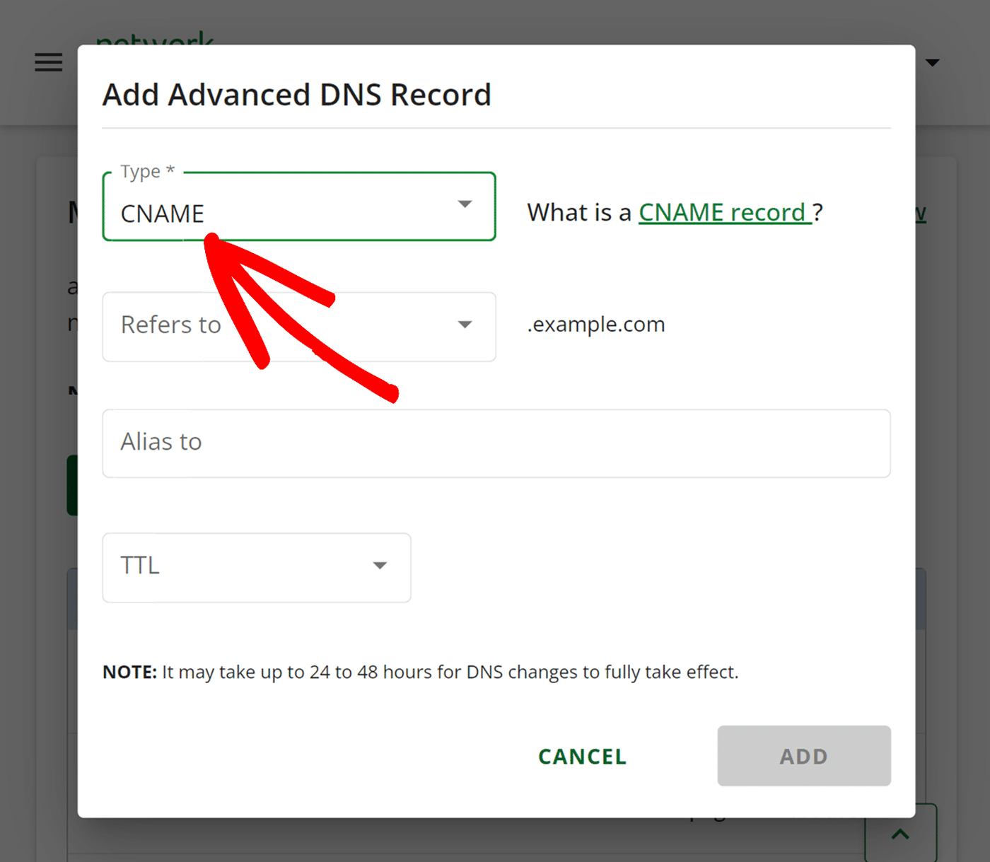 Select DNS type